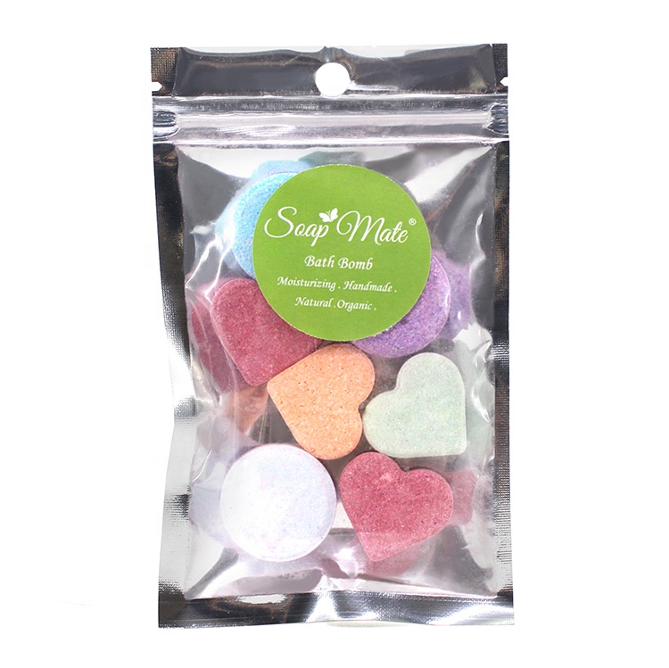 7pieces Aluminum foil bags Handmade Colorful Whitening Heart Shape Bath Bombs