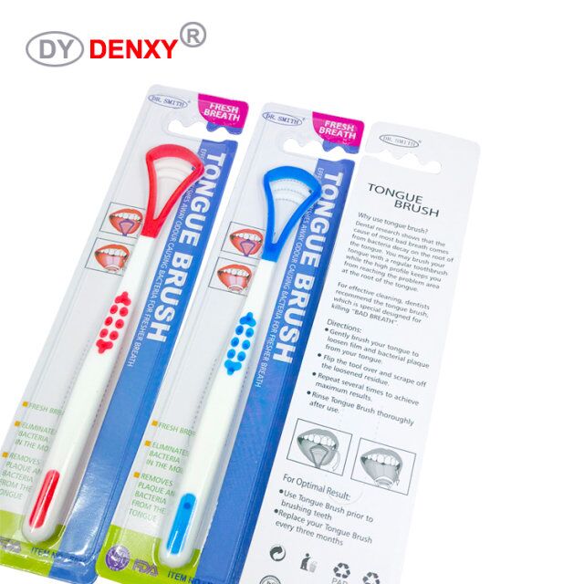 Denxy Зубные Язык Cleaner скребки для ухода за полостью рта язык чистящие средства гель силиконовые для детей и взрослых