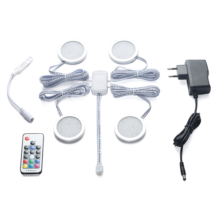 4-pack dimmable RGB 17key пульт светодио дный под кабинет puck свет