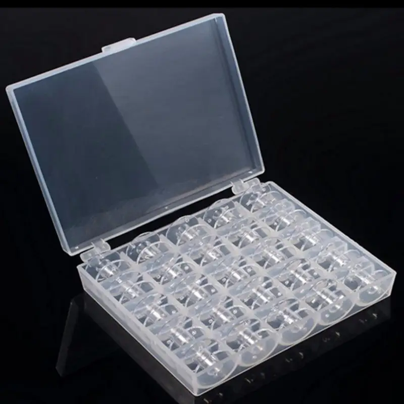 Clear Plastic 25 Bobbins Sewing Machine Spools With Thread Storage Case Box For Home Sewing Accessories Needlework Tools