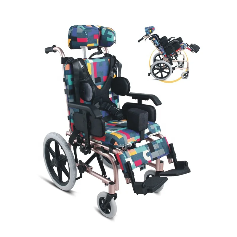 Folding aluminum high back children cerebral palsy wheelchair