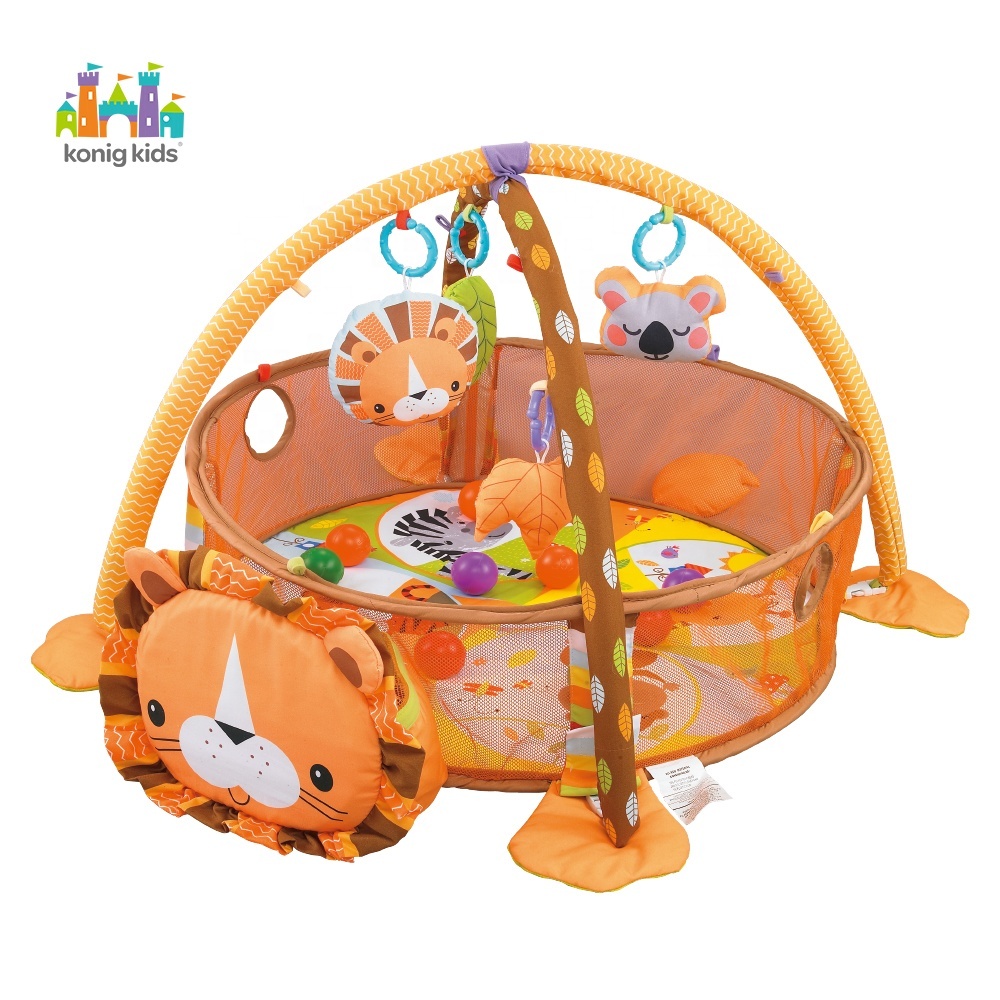 Konig детские 3 в 1 животные Лев красочные детские игрушки для малышей активность Складной Игровой тренажерный зал с шариками