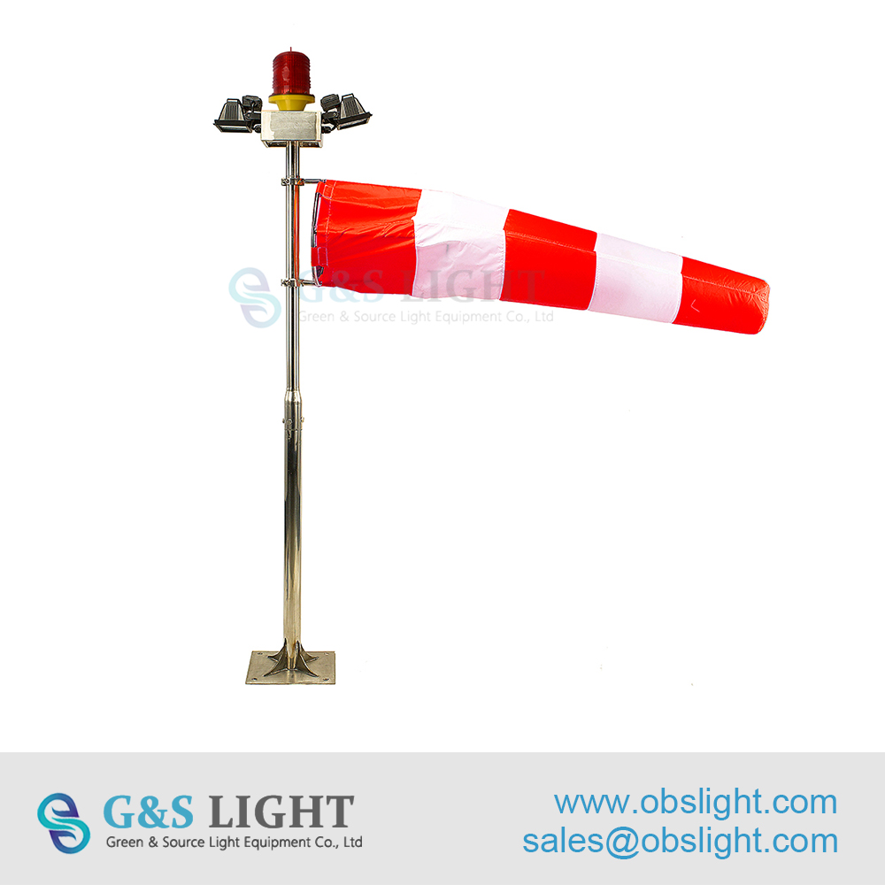 Материал нержавеющей стали FAA Стандартный Windsock для вертолетной площадки/вертолетной площадки windsock / windcone с освещением для вертолетной площадки