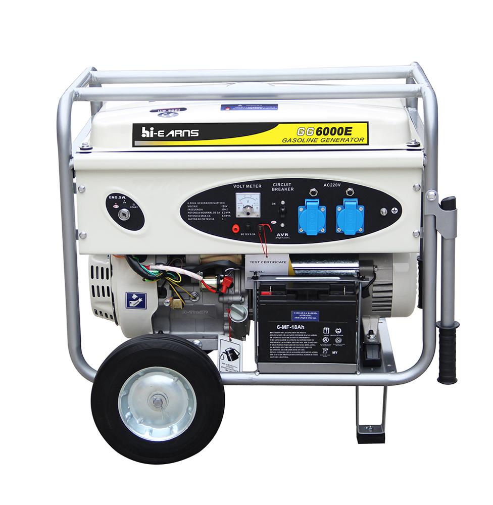 5KVA с воздушным охлаждением одноцилиндровый электрический генератор бензина с 10 дюймов больше колеса и ручки
