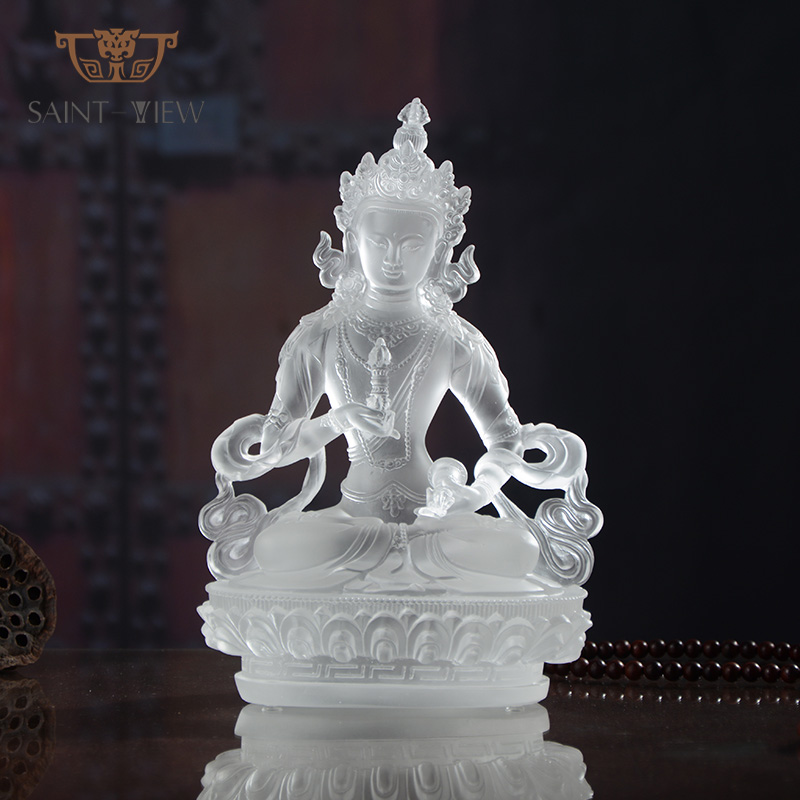 Литая Хрустальная статуя Vajrasattva с белым матовым кристаллом тибетская статуя Будды Liuli
