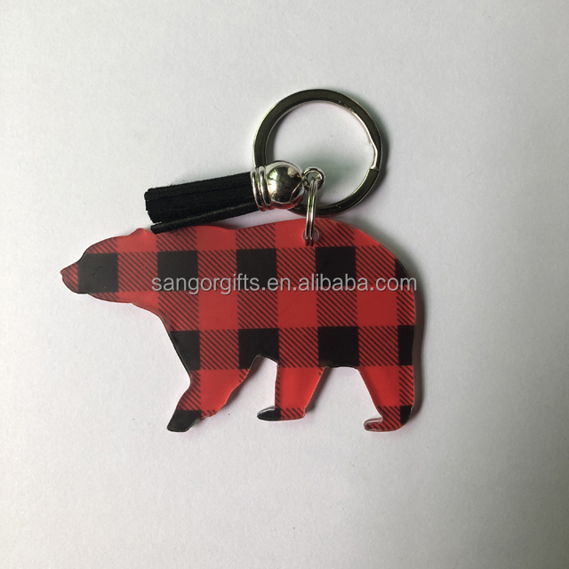 Персонализированные клетчатые акриловые Mama Bear Брелки
