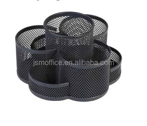 Metal Mesh Rotate Pen Holder Stand Organizer