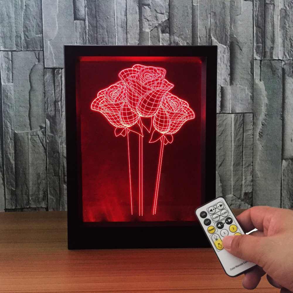 Zogift рамка для фото в стиле 3D LED Настольная лампа 3D Роза-образный акриловые ночник