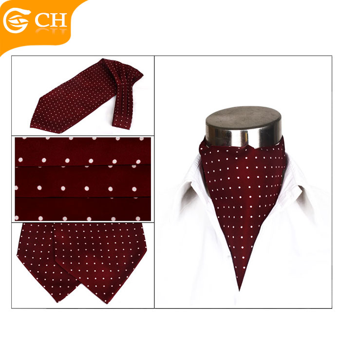 Custom 100% Silk Classical Polka Dots Cravat Ascot Tie Gift For Men