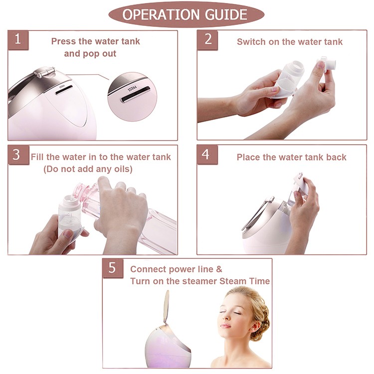 2020 hot sale professional home use steam face moisturizing cleaning nano ionic facial steamer with mirror