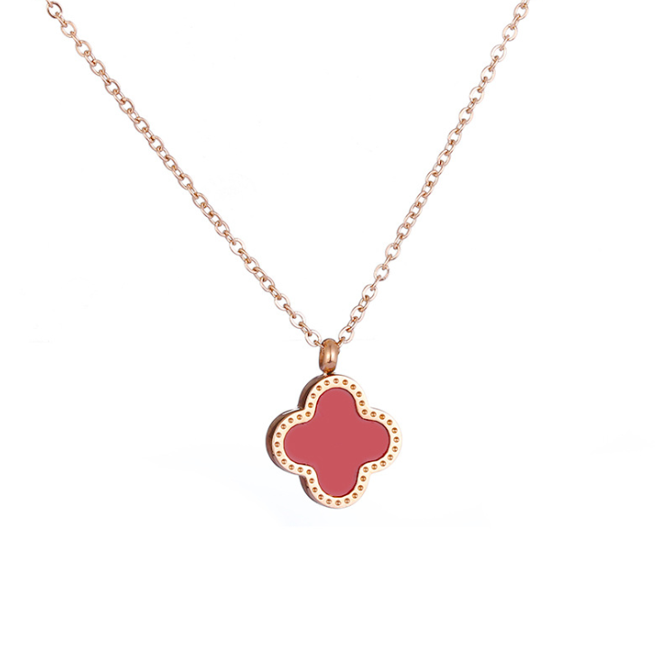 Ожерелье chic14k из титановой стали с листьями клевера, женское ожерелье до ключиц из розового золота, простое ожерелье с подвеской в виде опаловой ракушки и клевера на день рождения