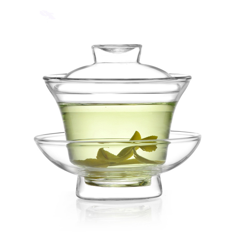Borosilicate Single Wall Hand Made Glass Tea Cup with Saucer