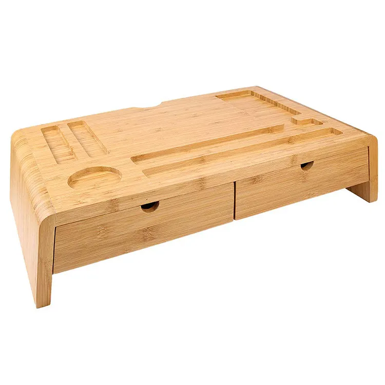 Sturdy Modern Home Bamboo Computer Desk with Drawers