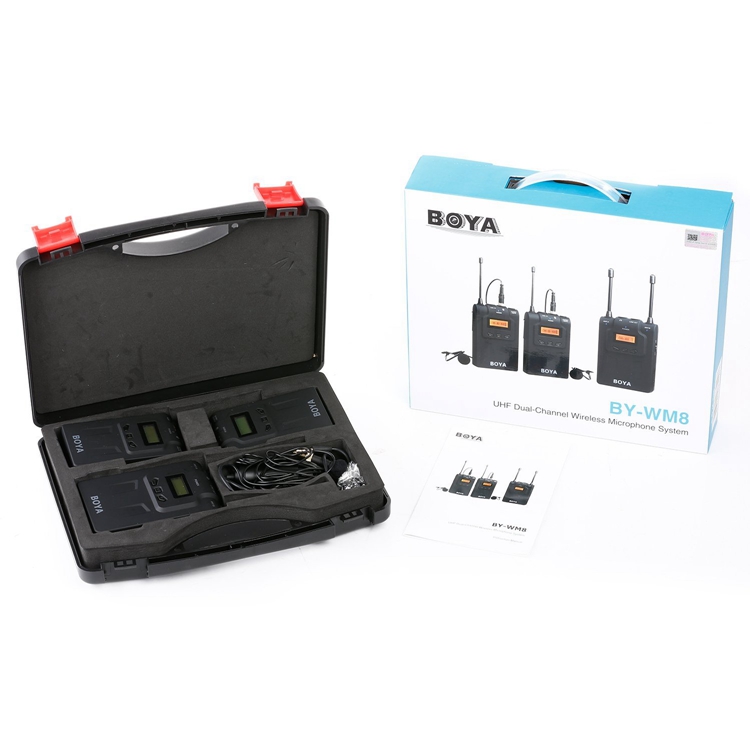 BOYA BY-WM8 камера UHF Беспроводная вспышка осветительный ЖК-экран внешняя петличный микрофон передатчик + приемник пластиковое портативное Ce 12 пространство микрофон чехол 20 МВт