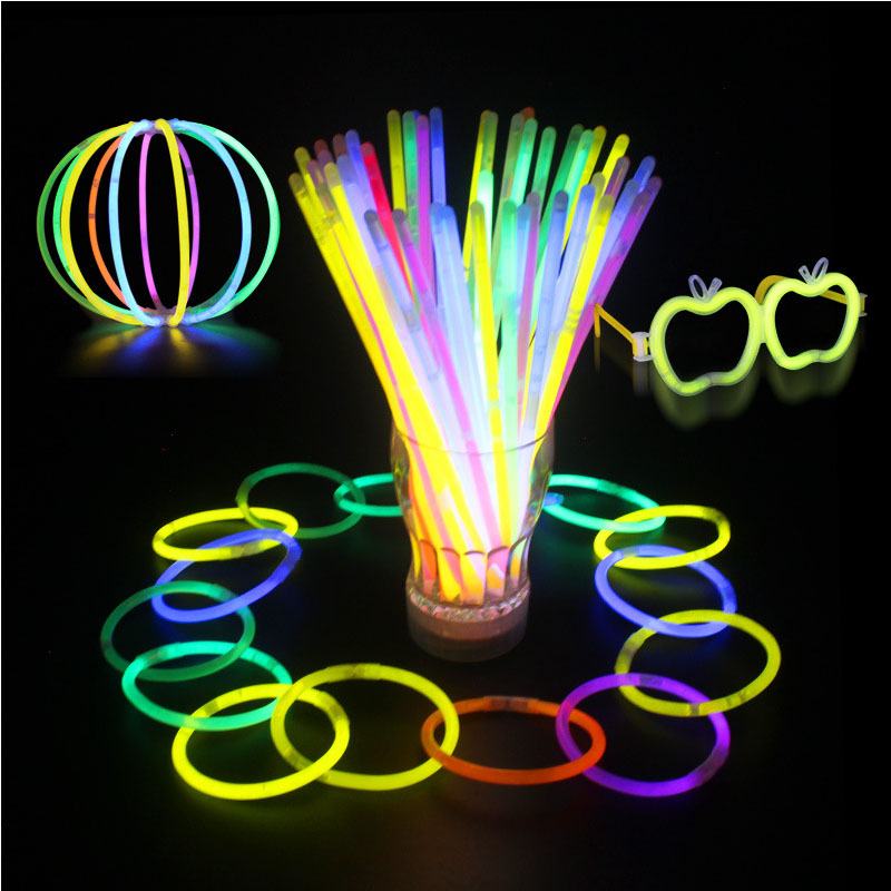 Glowstick, неоновые флуоресцентные браслеты для вечеринок, ожерелье, светящиеся в темноте неоновые палочки, товары для рождественской вечеринки
