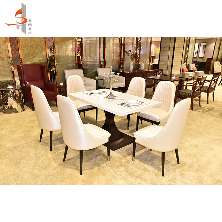 OEM custom modern furniture vogue six seater dining set for hotel restaurant
