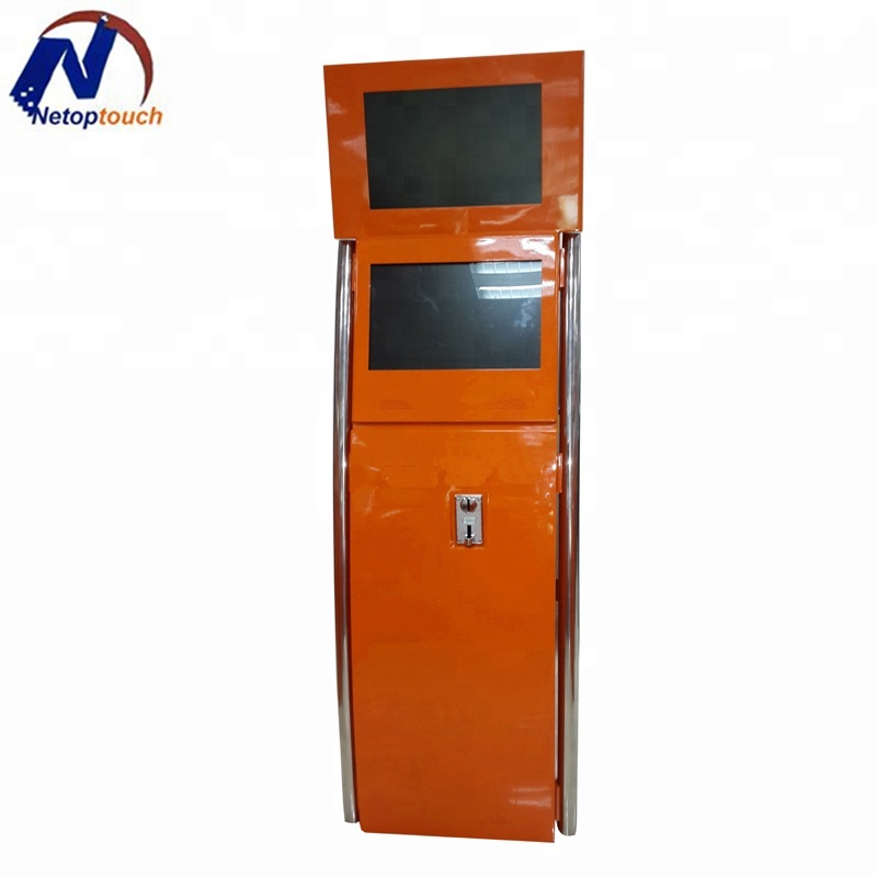 Floor standing touch dual screen self coin payment kiosk frame