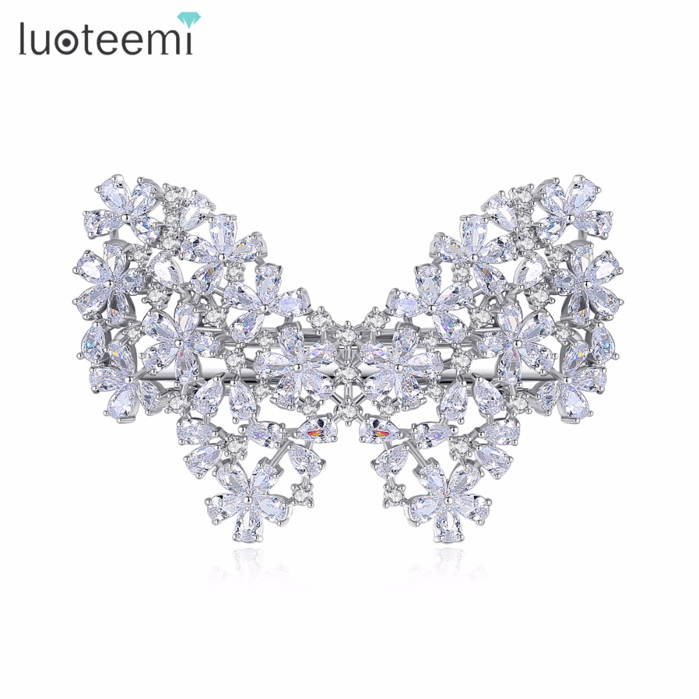 LUOTEEMI, новинка, Лидер продаж, уникальная Яркая модная прозрачная одежда для волос с бабочкой и фианитами, украшения для женщин, для вечеринок и свадеб