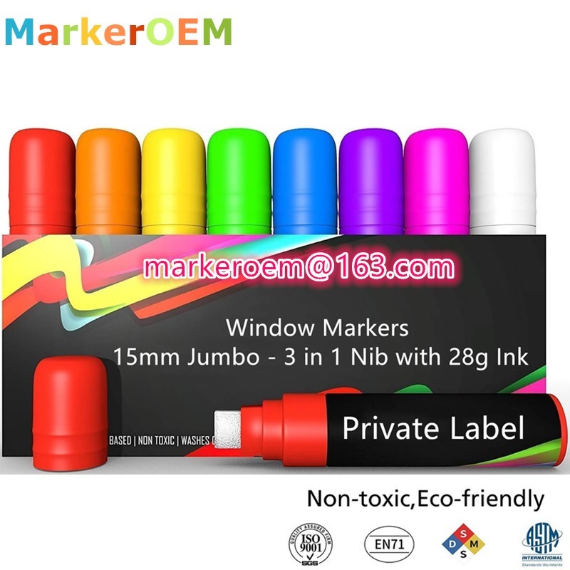Hot 15mm nib Erasable marker pen car window highlighter marker colour glass window markers