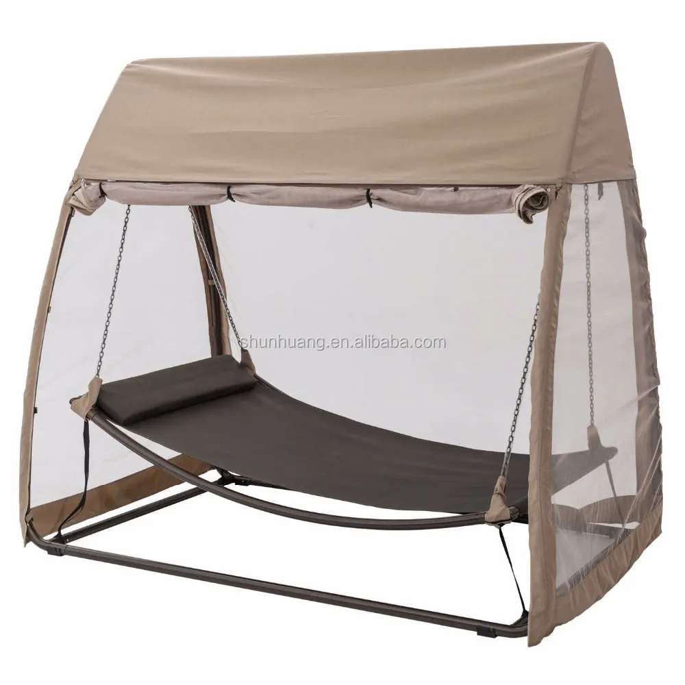 New arrival outdoor leisure swing bed gazebo with mosquito net garden furniture