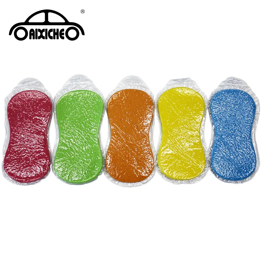 Car Wash Sponges 5pcs Mix Colors Cleaning Scrubber Handy Multi Functional Washing Sponges for Kitchen with Compressed Packing