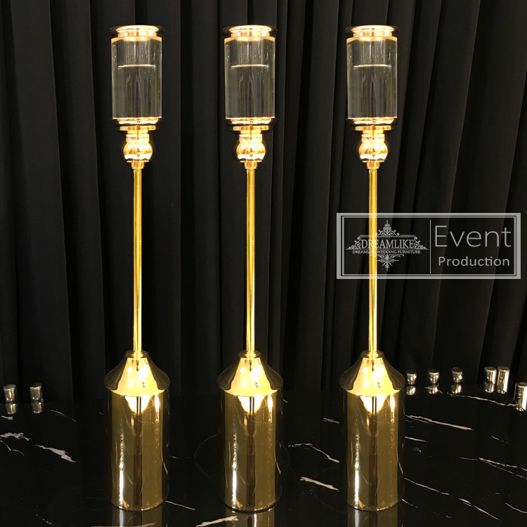 Wedding furniture gold metal candlestick holder