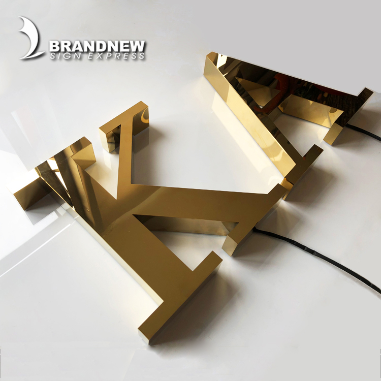 Металлический Алфавит 3D из нержавеющей стали, золотые буквы для украшения магазина