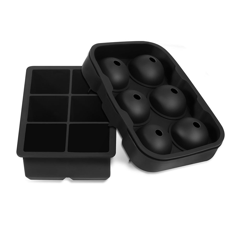 Large Ice Cube Maker Silicone Mold 6 Cell Big Sphere Ice Ball Square Ice Cube Tray Whiskey Wine Cocktail Party Bar
