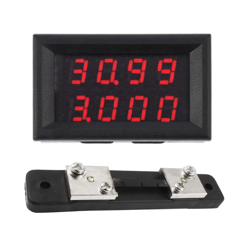 Mini Voltmeter and Ammeter DC0-100V 50A Volt Amp Meter Voltage Current Tester Gauge Digital Red & Red Dual LED Display 4 digits