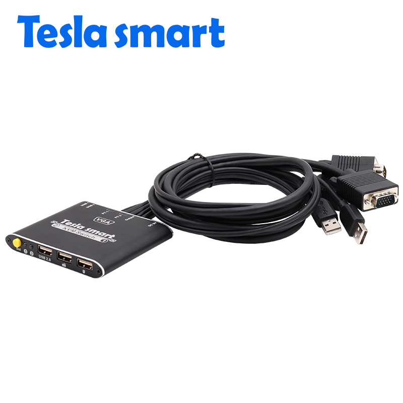 Tesla smart 2 порта USB/VGA KVM Switch-делитесь двумя компьютерами с кабелем