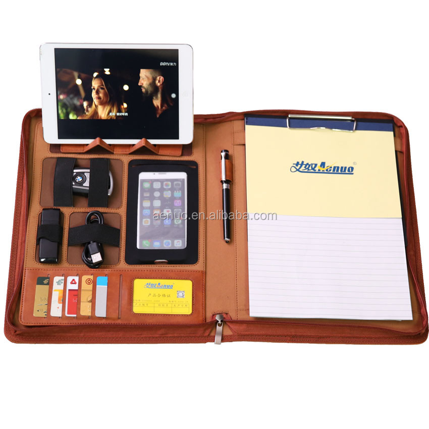 Новый кожаный файл A4 папка из искусственной кожи папка с powerbank