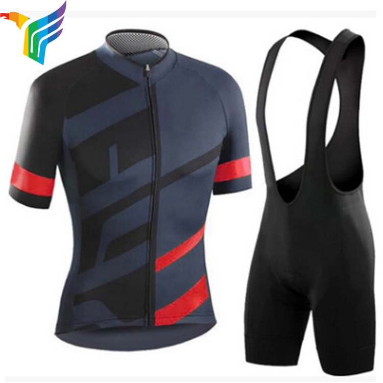 Hot Selling China Good Price Custom Breathable Black Cycling Jersey Set For Men