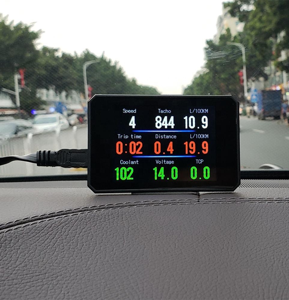 Wiiyii P16 автомобильный HUD OBD2 умный дисплей с головкой контроль скорости 8 интерфейсный цифровой манометр тест на тормоз OBD сканер