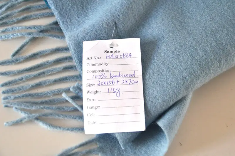 В полоску чистой овечьей шерсти пользовательские бахрома синий цвет тканые зимний шарф