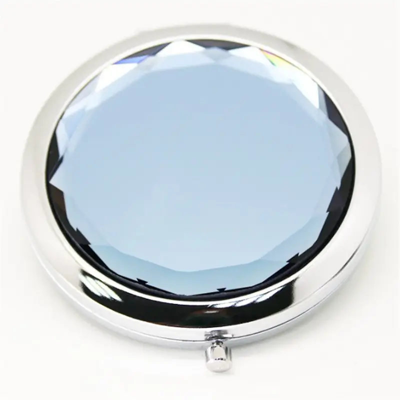 Women's Small Gift Double-sided Circular Folding Portable Creative Crystal Makeup Mirror