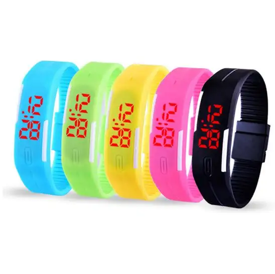 Custom Logo Cheap Silicone Band Red Font Display LED Relgio Digital Watch