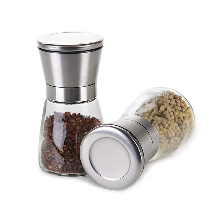 Glass Salt And Pepper Grinders Packaging Small Cheap Glass Bottle Jar Peugeot Dry Cayenne Salt Pepper Grinder