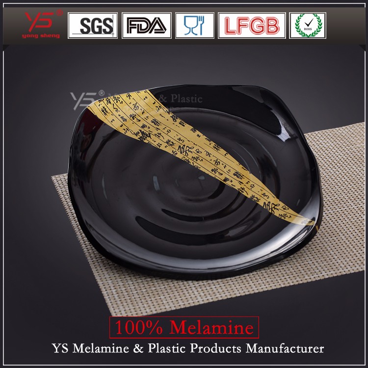 Top-level latest design 100% melamine square black dishes
