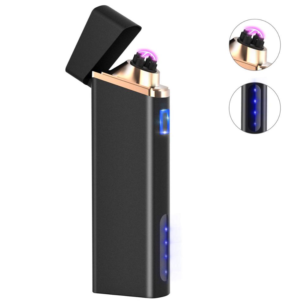 Электрическая зажигалка, USB перезаряжаемая двойная плазменная пучка, беспламенная ветрозащитная Зажигалка-USB кабель в комплекте