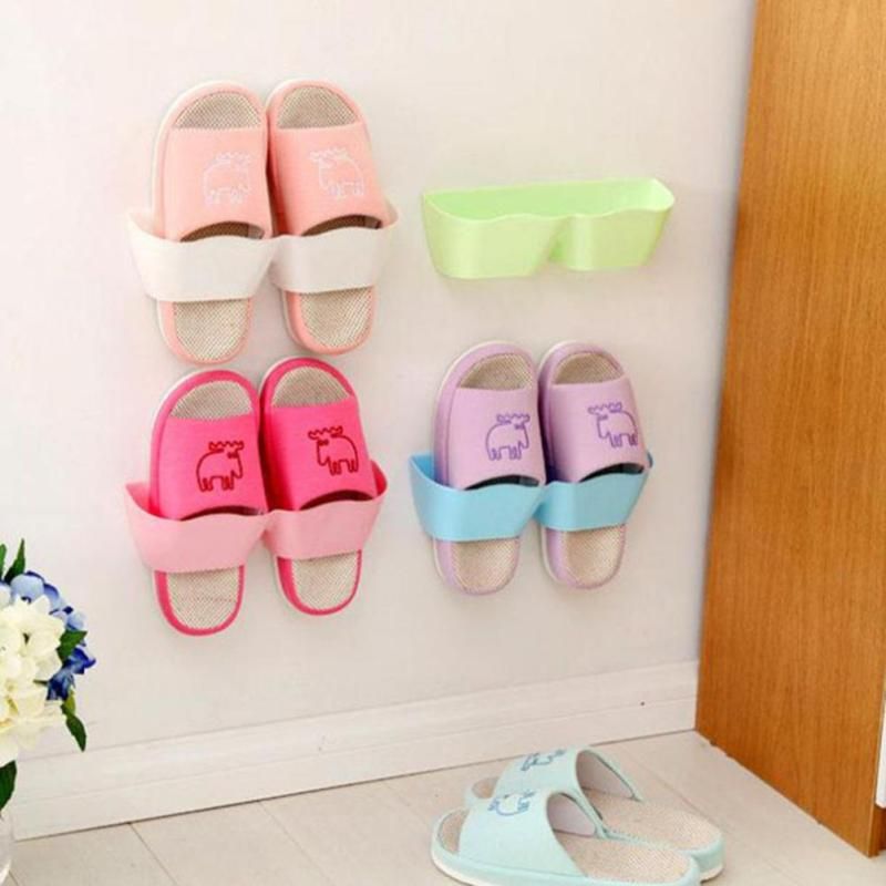 Wall-Mounted Sticky Hanging Shoe Holder Hook Shelf Rack Organiser Accessories Storage with 1pc Double Sides Tape15