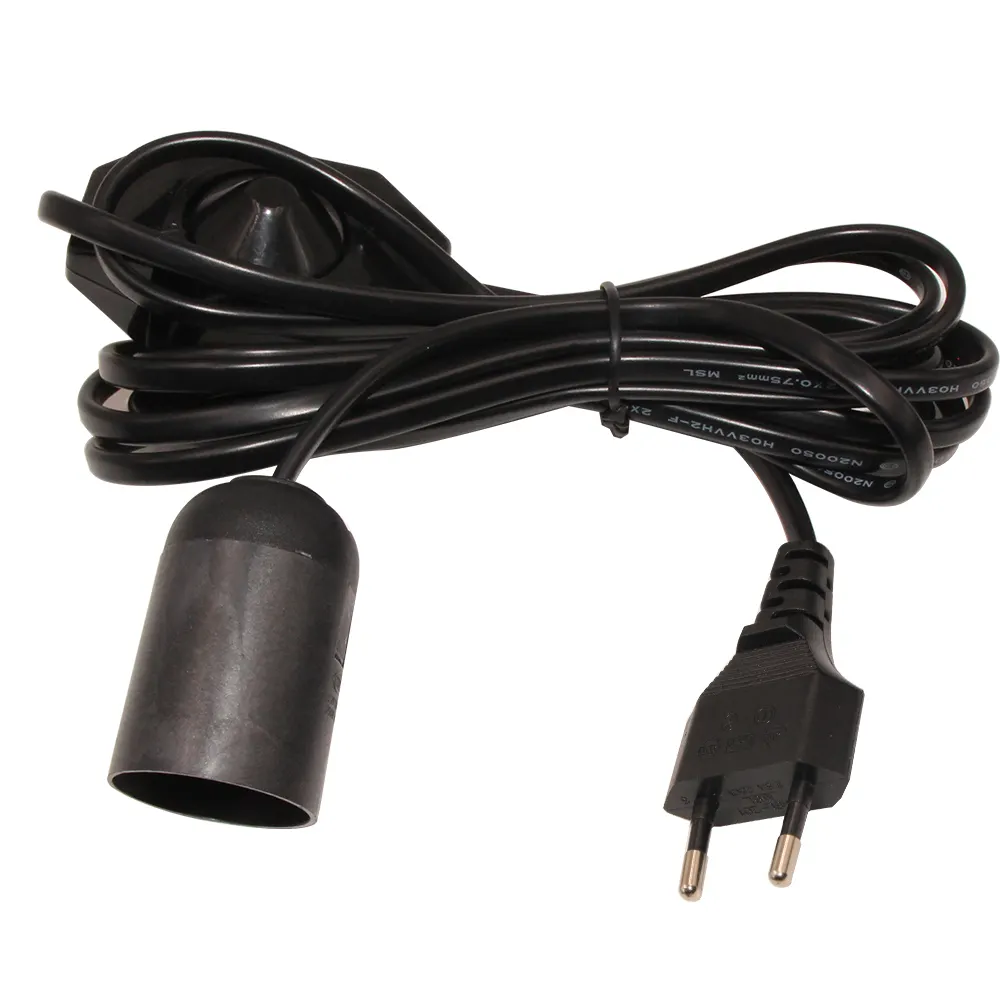 H03VVH2-F 2*0.75mm2 EU plug with e27 lamp socket salt lamp power cord switching cable
