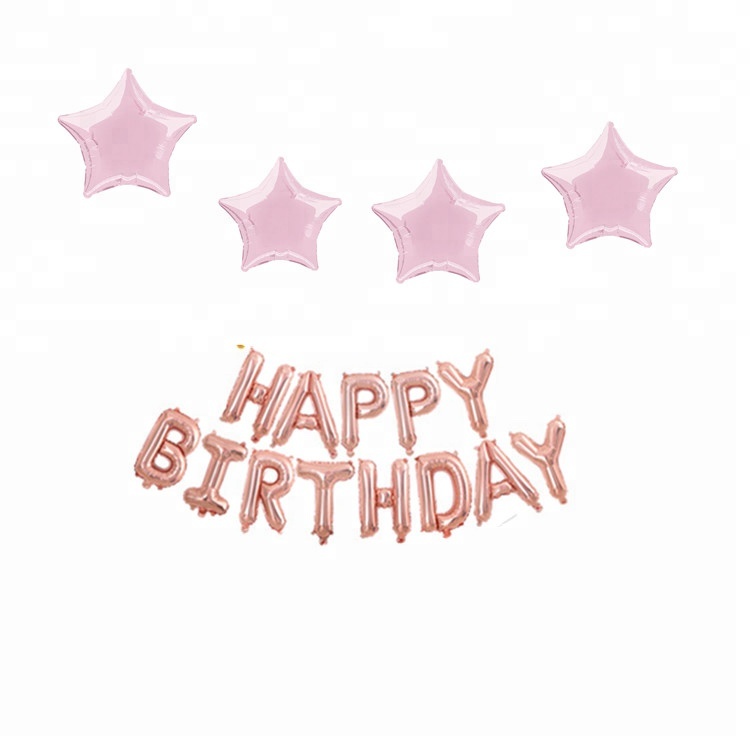 Воздушный шар из фольги цвета розового золота с надписью «Happy birthday»
