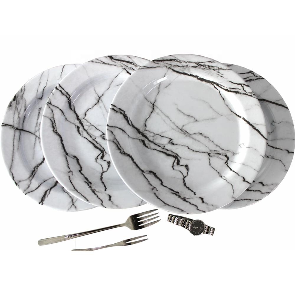 Melamine Dishes High Quality Marble Vein Custom Design Melamine Dinner Ware Plates Round Dishes