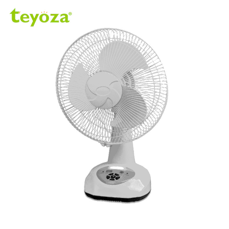 Teyoza 12 Inch 6v AC/DC rechargeable solar table fan with led light