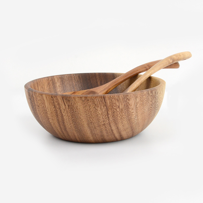 Kitchen Setting Ironwood Acacia Wood Extra Large Salad Bowl Round Food Serving Bowl set for fruits Pasta Cereal Soup Mixing Bowl