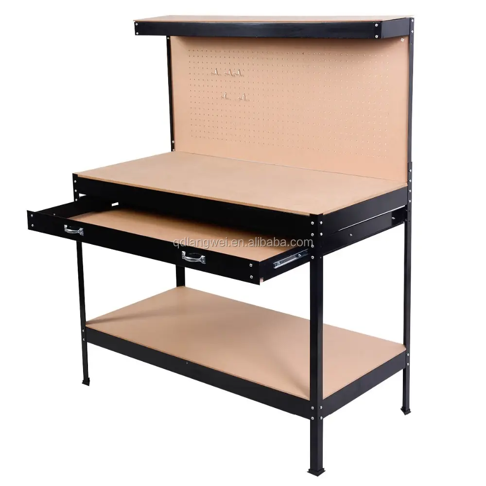 steel storage work bench with two drawers