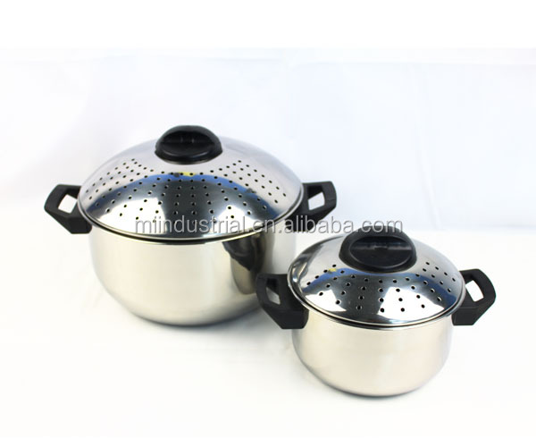Set of 2 High Quality Stainless Steel Pasta Pot