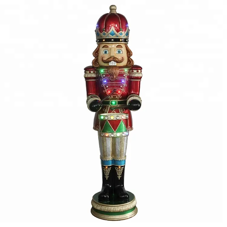 Wholesale outdoor decor life size animated king Christmas nutcracker with music and Led light