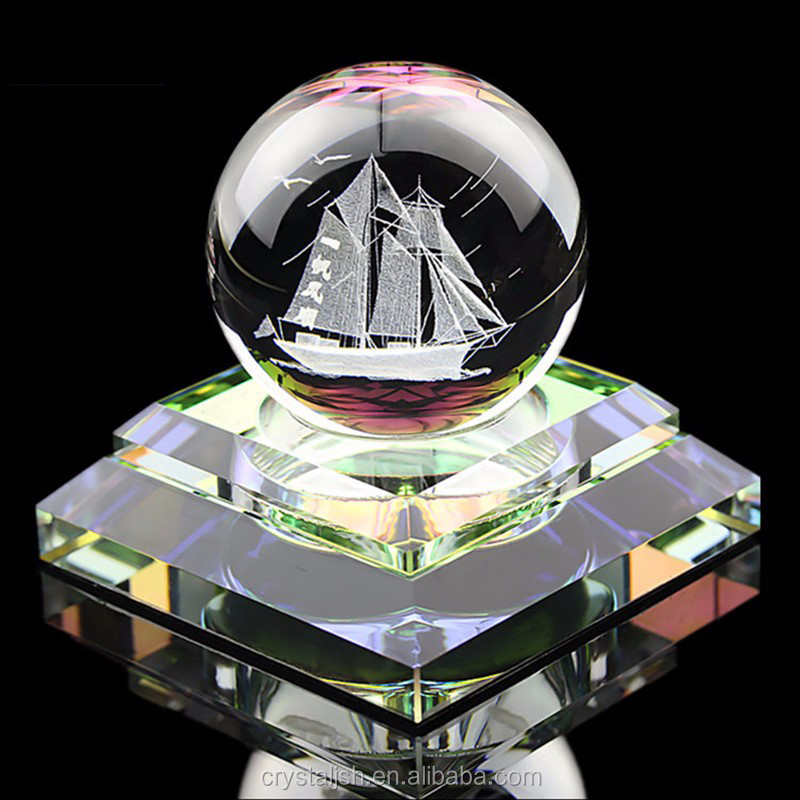 2023 New unique design wholesale high quality colorful laser engraved crystal decorative glass balls