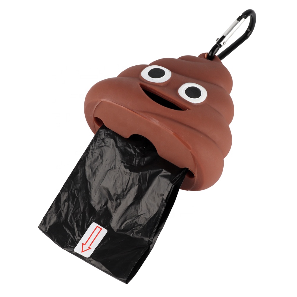 Dog Poop Bag Poop shape Holder Leash Attachment Dog Leash Includes Free Roll of Dog Bags Poop Bag Dispenser Refill Rolls
